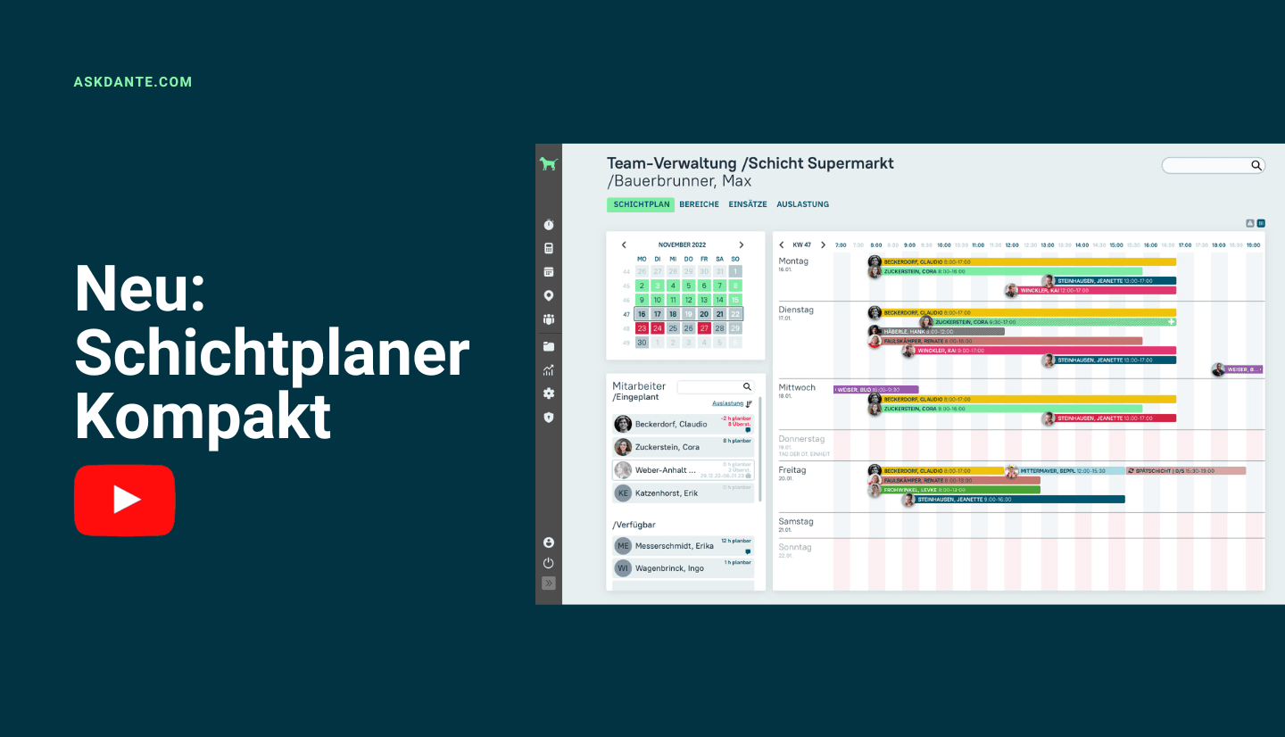 Thumbnail zeigt Screenshot aus dem askDANTE Schichtplaner Kompakt.