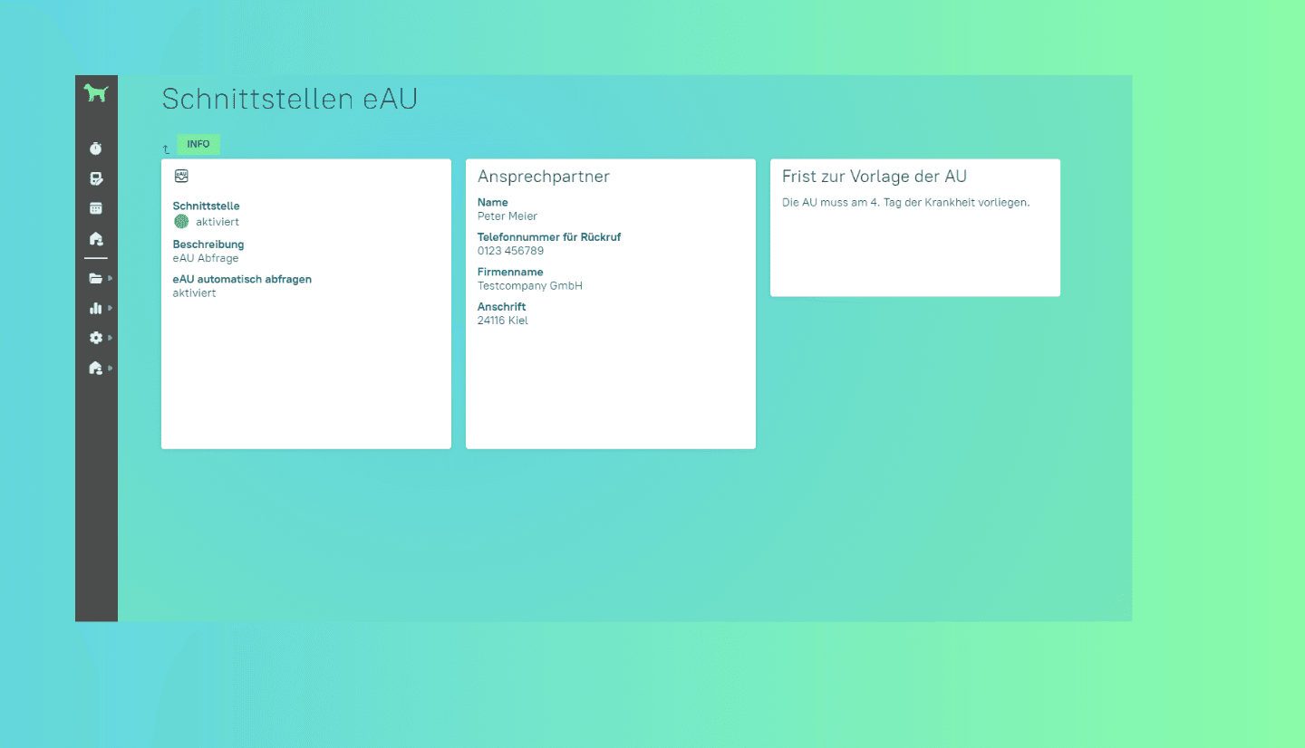 Screenshot zeigt den Einstellungsweg für die eAU-Automatik in askDANTE.