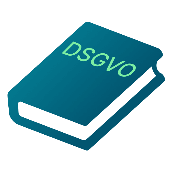 Illustration eines Buches mit der Aufschrift DSGVO.