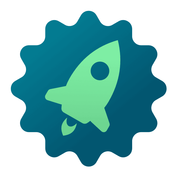 Illustration einer Rakete auf abstrakter Farbfläche.