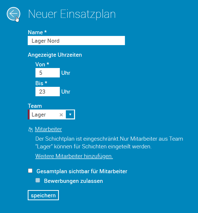 Screenshot des Eingabefeldes neuer Einsatzplan in askDANTE.