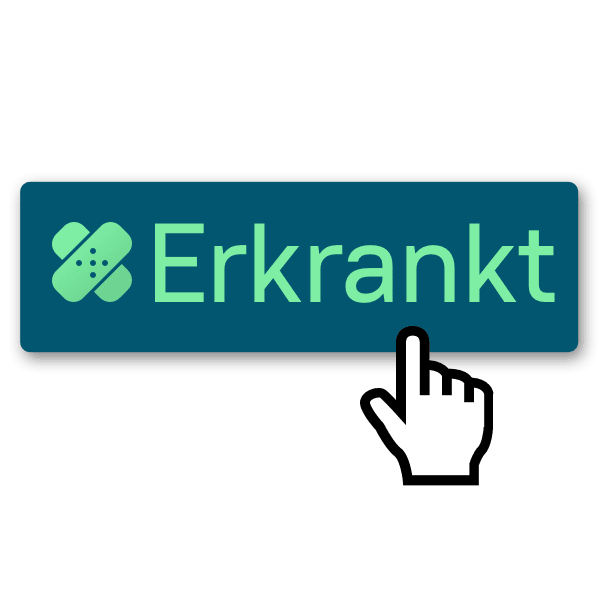 Illustration eines Mausklicks auf den Button "erkrankt".