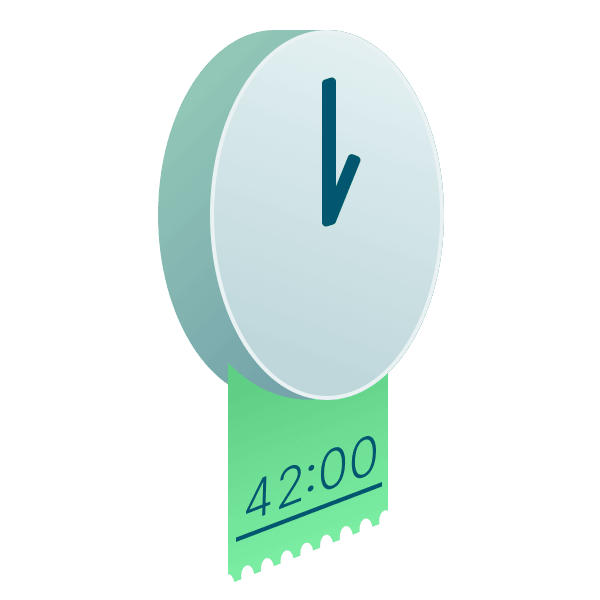 Illustration einer Uhr, aus der Papierzettel mit erfassten Arbeitszeiten herauskommt und auf das Thema Zeitgutschrift berechnen in askDANTE verweist.