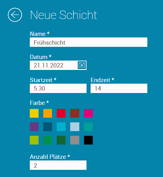 Screenshot zeigt Felder für die Erstellung einer neuen Schicht in askDANTE.