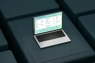 Header zeigt Laptop mit Screenshot aus dem Zeiterfassungssystem askDANTE.